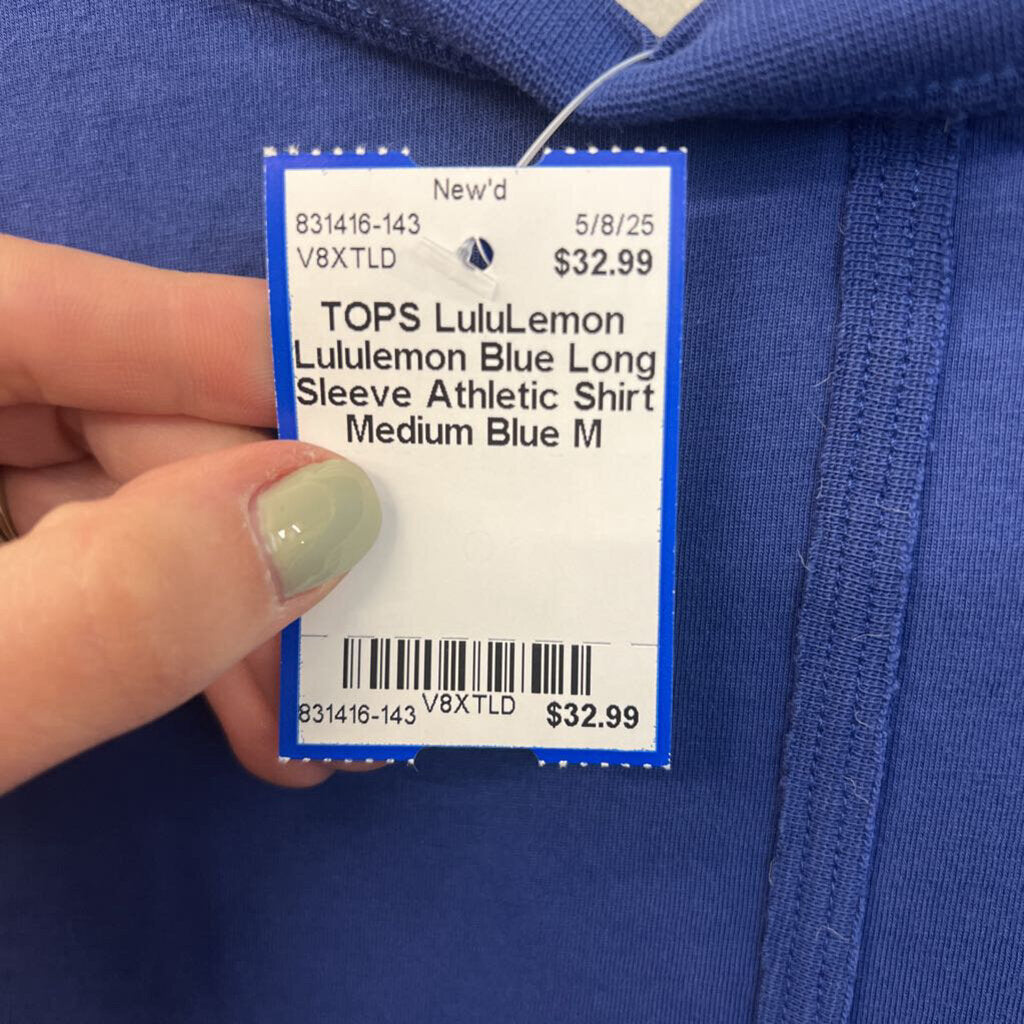 Lululemon Blue Long Sleeve Athletic Shirt Medium