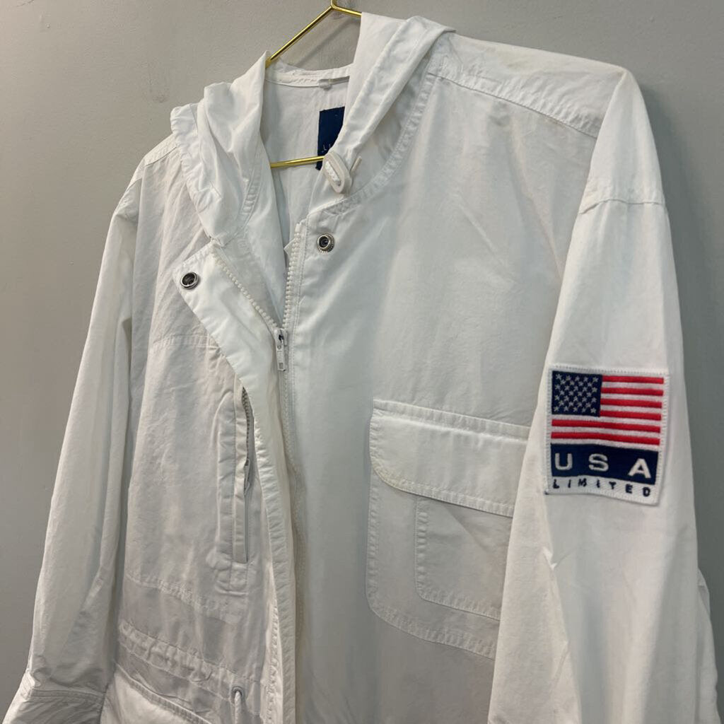 Limited White Long Sleeve Lightweight Zip Up Jacket Small