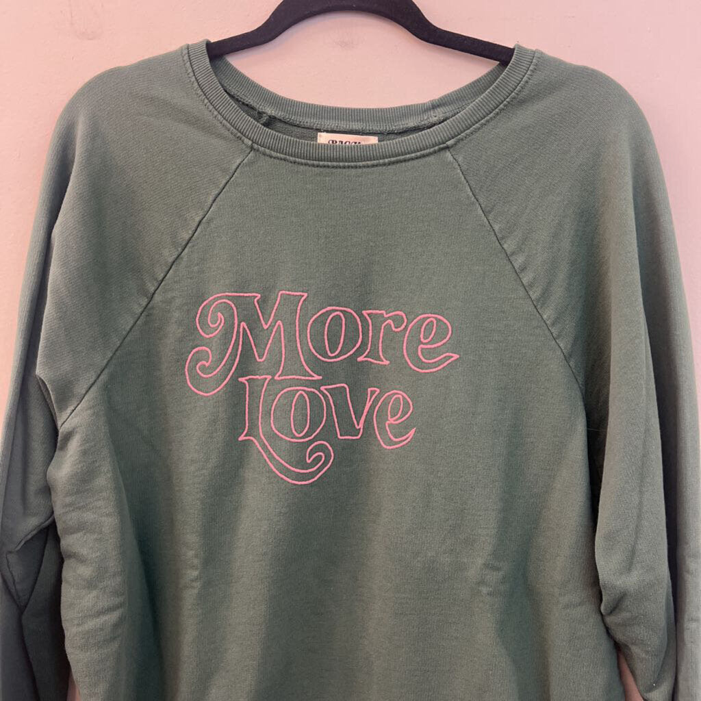 Back When by Anthropologie Green/ Pink More Love Long Sleeve Pullover Large