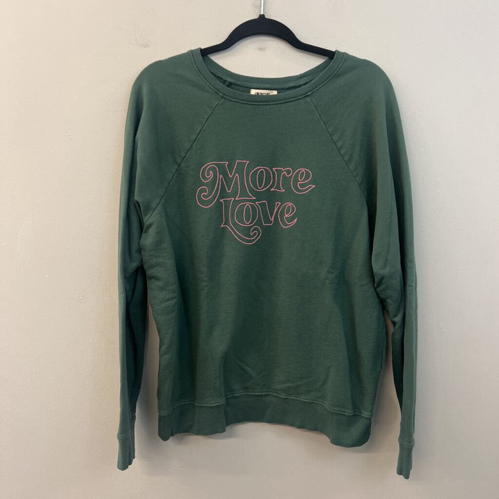 Back When by Anthropologie Green/ Pink More Love Long Sleeve Pullover Large