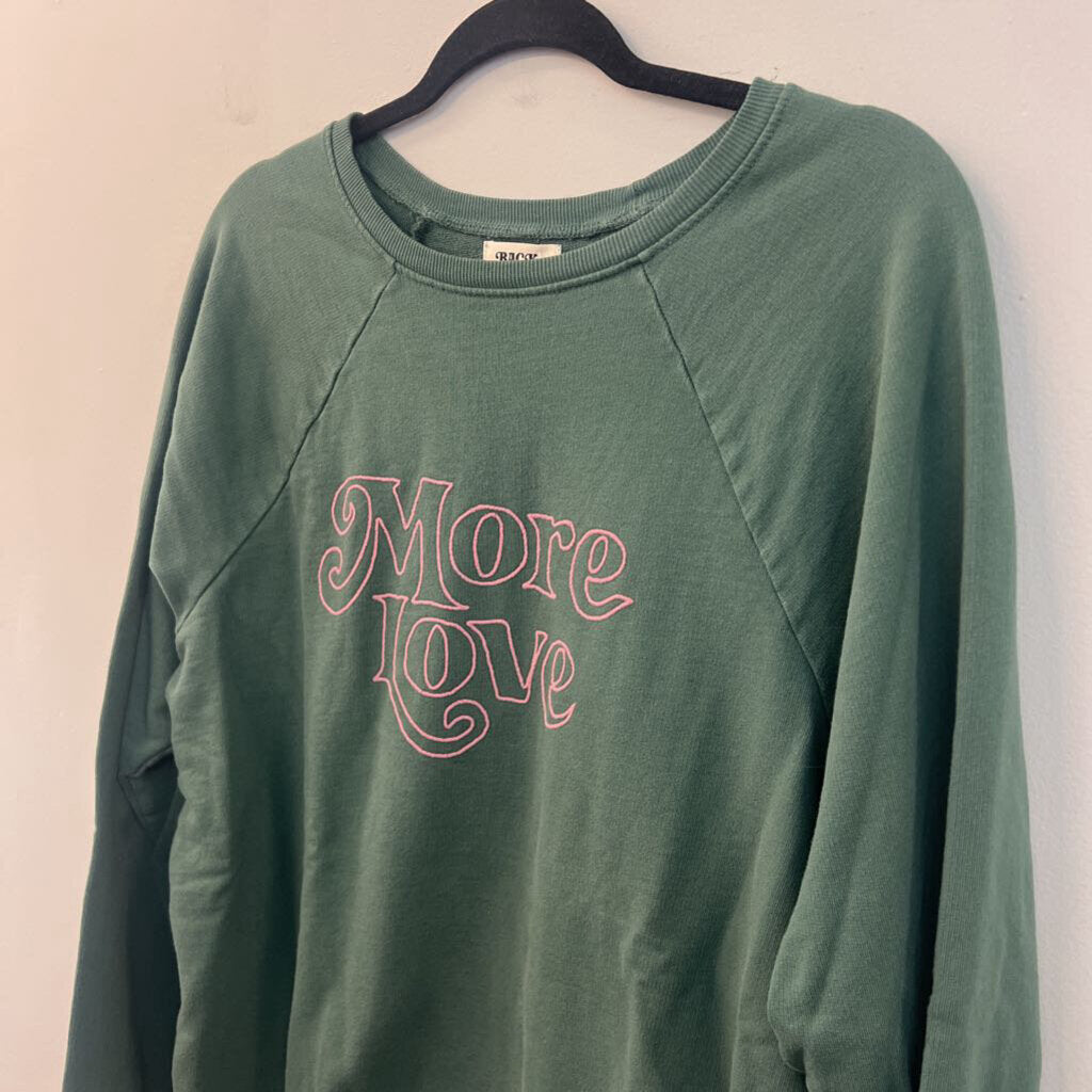Back When by Anthropologie Green/ Pink More Love Long Sleeve Pullover Large