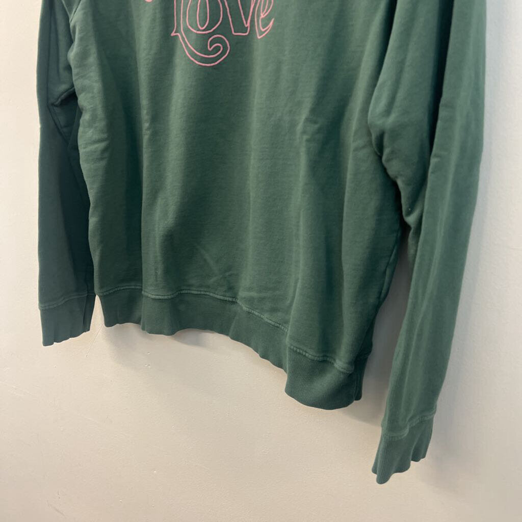 Back When by Anthropologie Green/ Pink More Love Long Sleeve Pullover Large