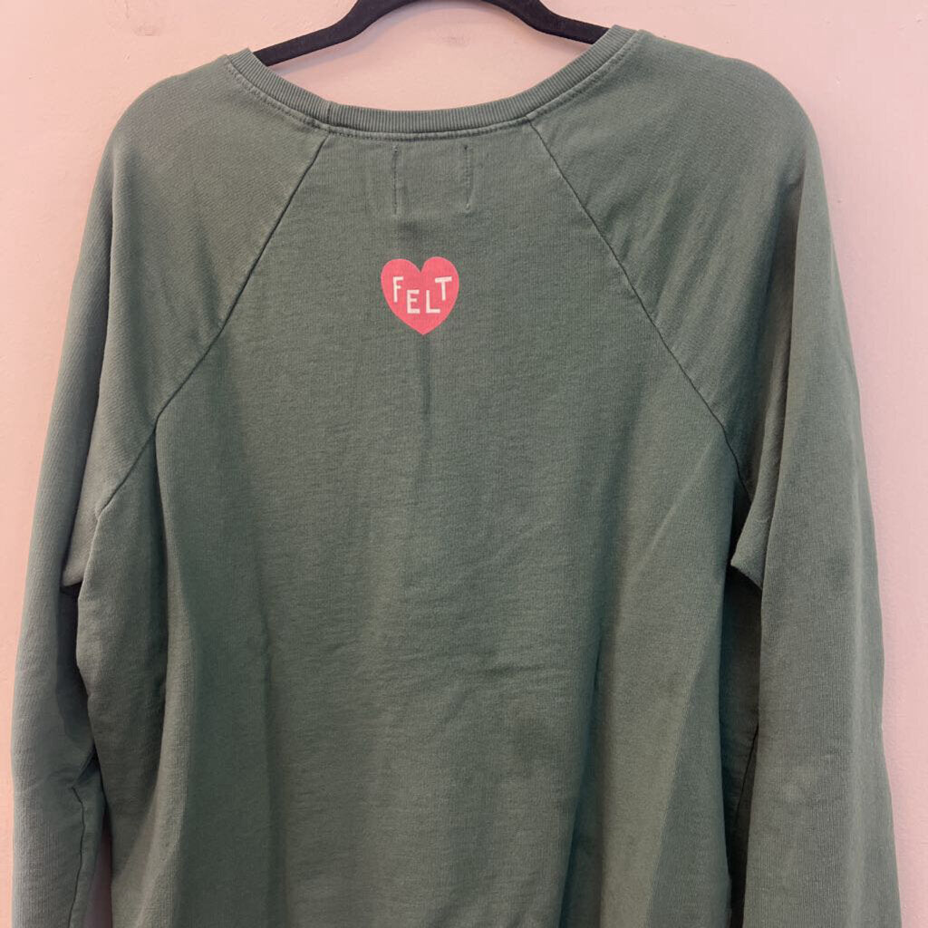 Back When by Anthropologie Green/ Pink More Love Long Sleeve Pullover Large