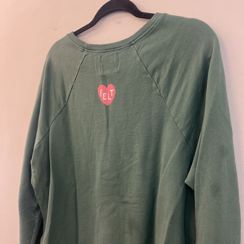 Back When by Anthropologie Green/ Pink More Love Long Sleeve Pullover Large