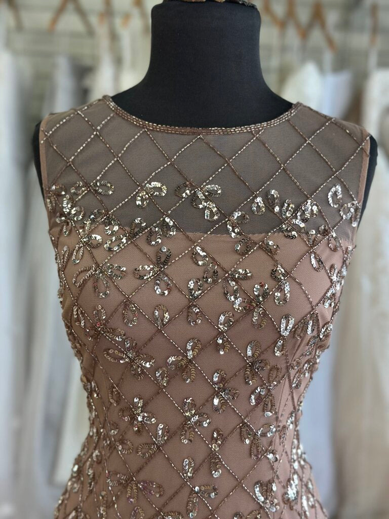 Adrianna Papell Mauve Pink Sequin Beaded Short Formal Dress 4