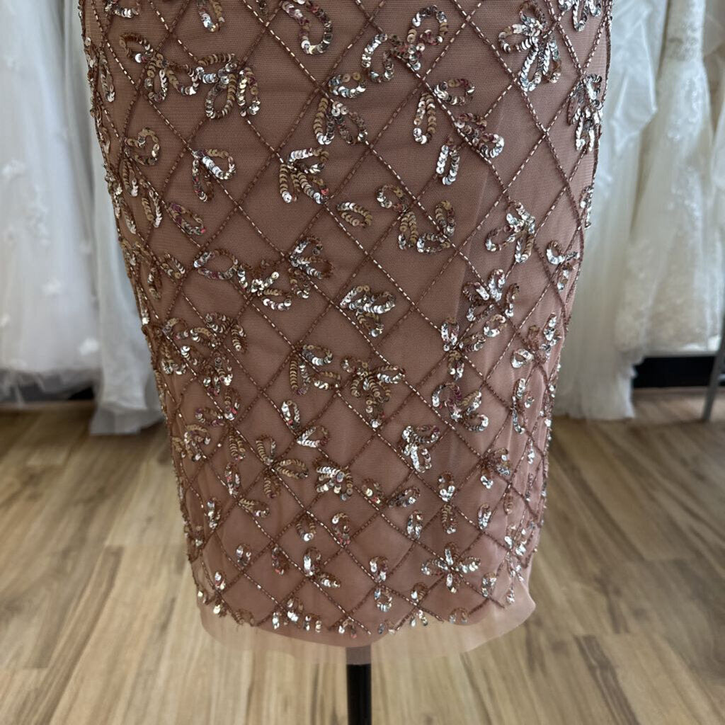 Adrianna Papell Mauve Pink Sequin Beaded Short Formal Dress 4