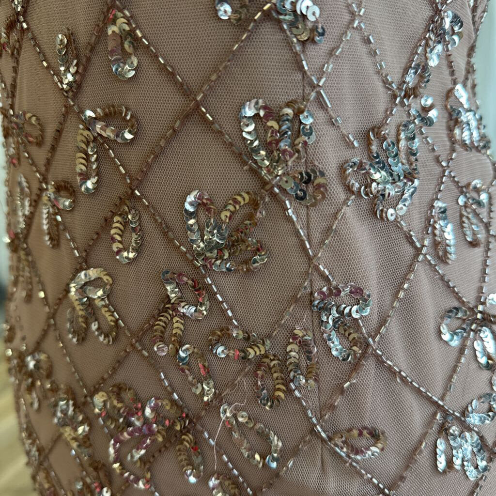 Adrianna Papell Mauve Pink Sequin Beaded Short Formal Dress 4