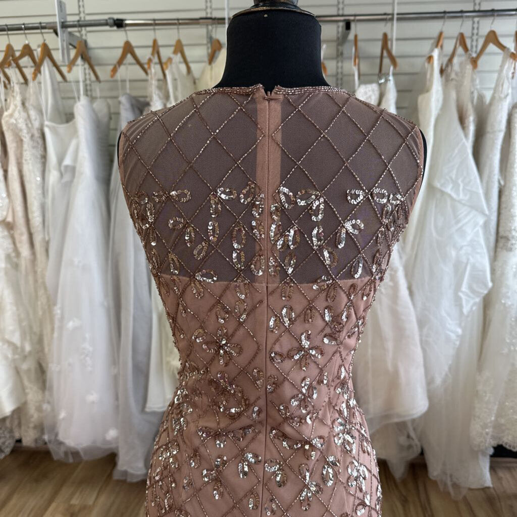 Adrianna Papell Mauve Pink Sequin Beaded Short Formal Dress 4