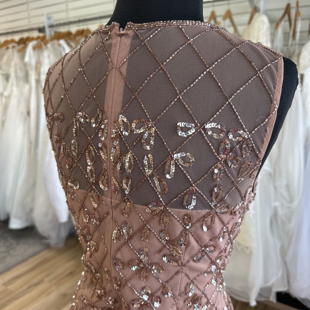 Adrianna Papell Mauve Pink Sequin Beaded Short Formal Dress 4