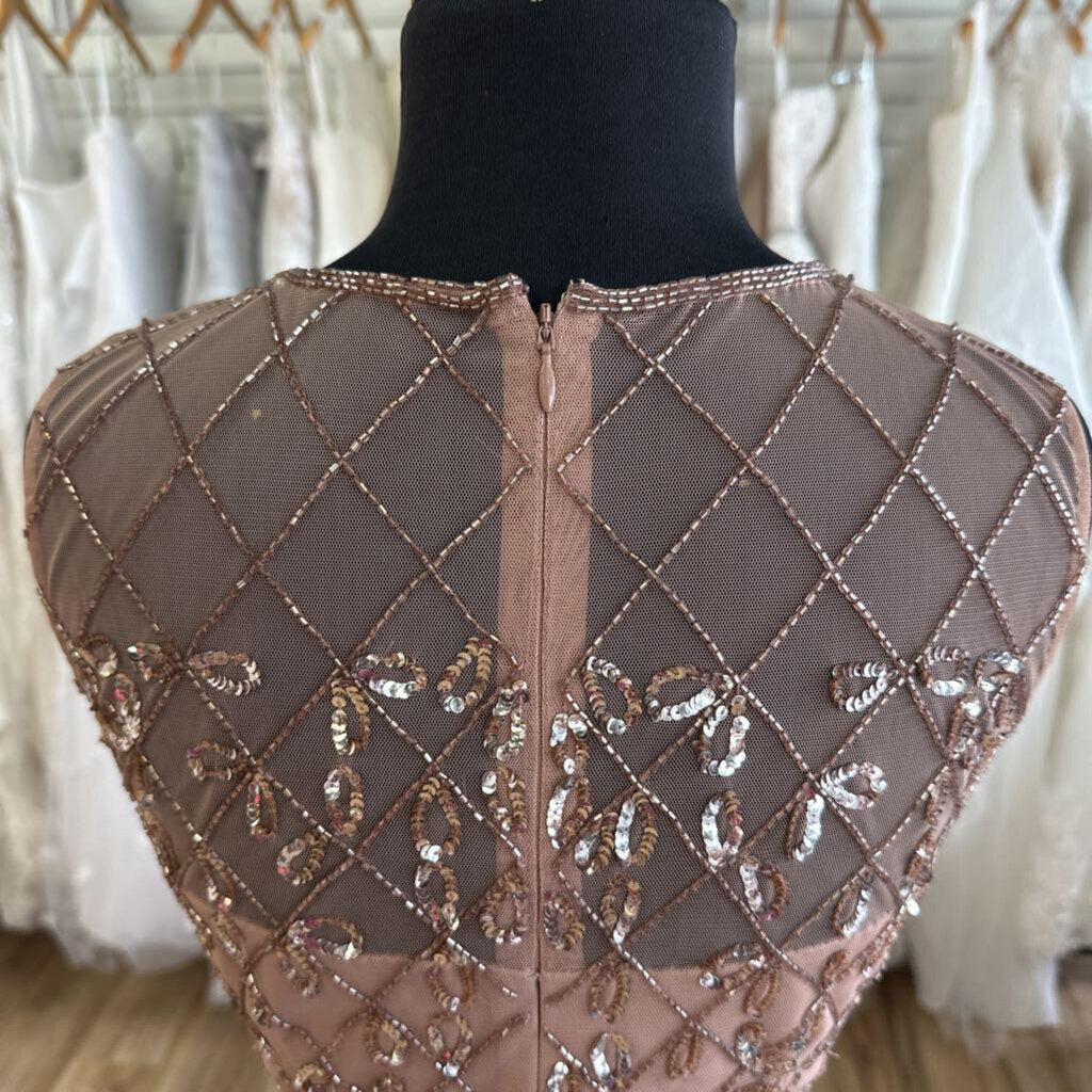 Adrianna Papell Mauve Pink Sequin Beaded Short Formal Dress 4