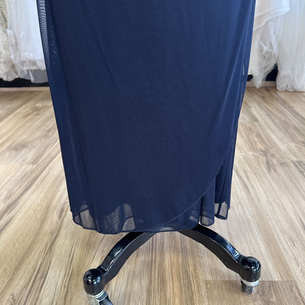 MSK Navy Beaded Off Shoulder Ruched Detail Long Formal Dress 14