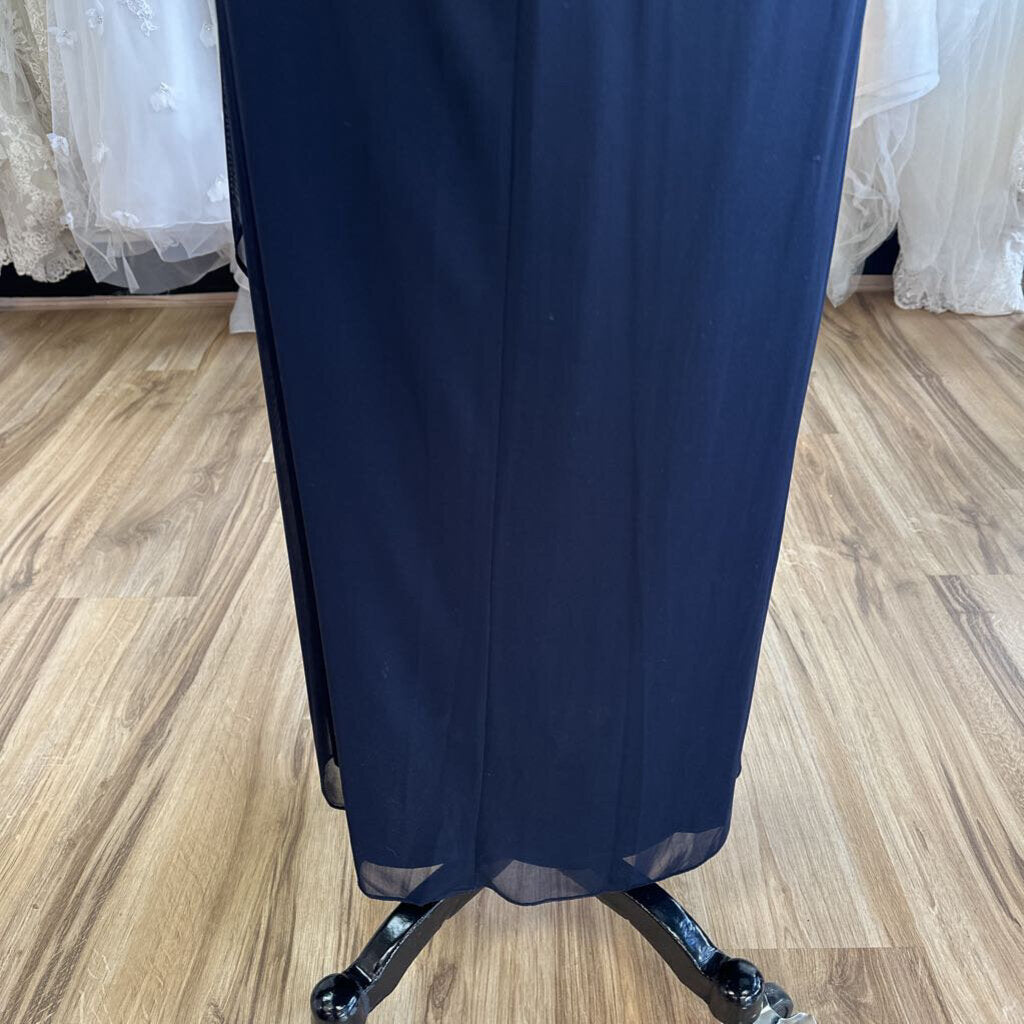 MSK Navy Beaded Off Shoulder Ruched Detail Long Formal Dress 14