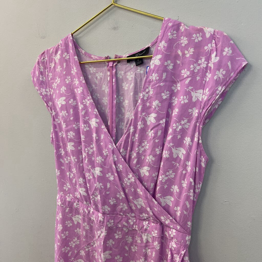 J Crew Purple/ White Print Short Sleeve Dress 2