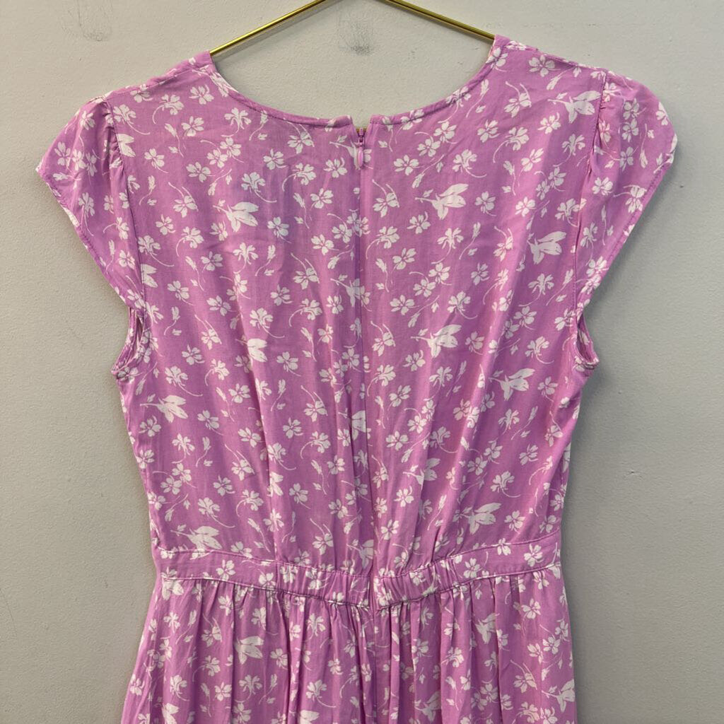 J Crew Purple/ White Print Short Sleeve Dress 2