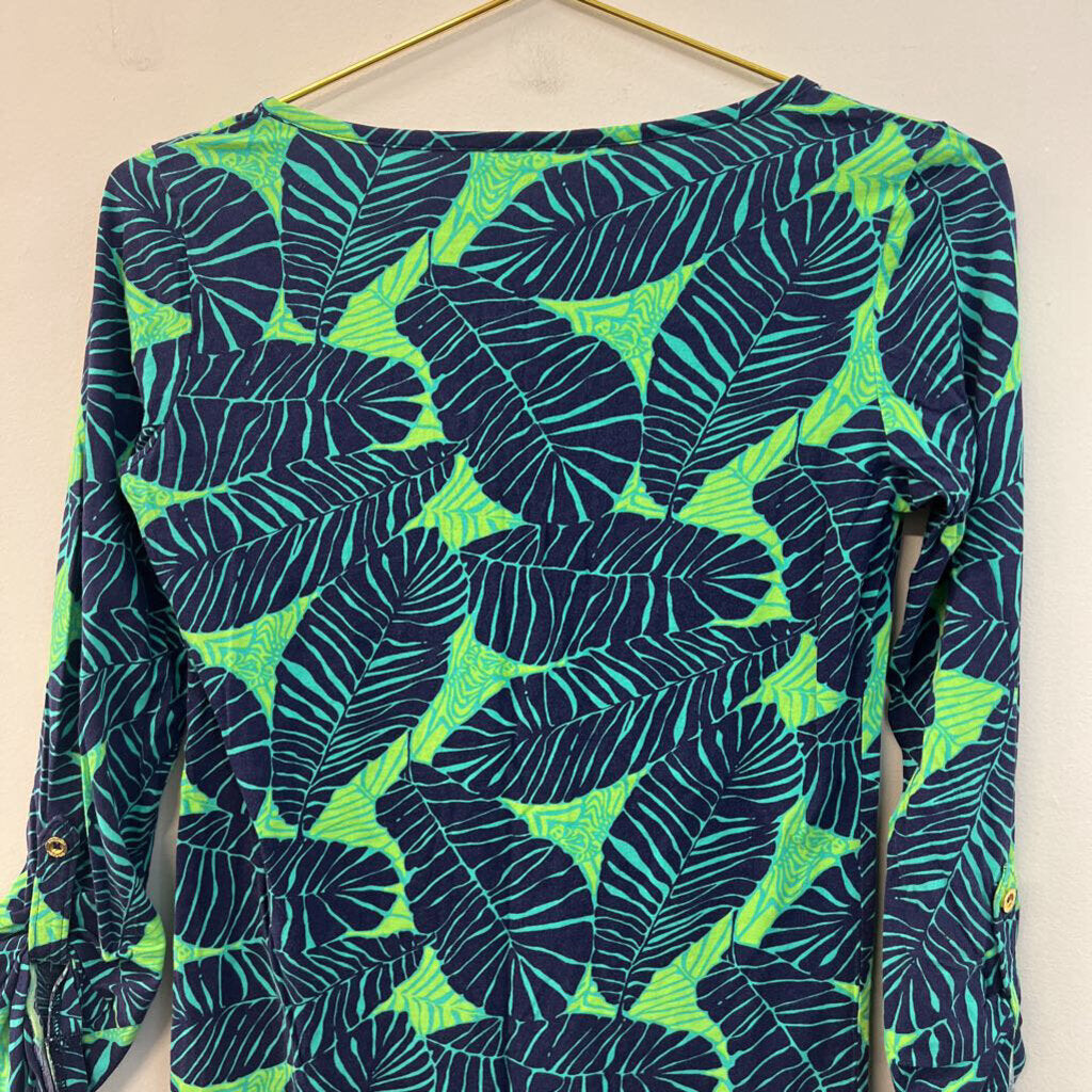 Lilly Pulitzer Blue/ Green Print Long Sleeve Top Extra Small