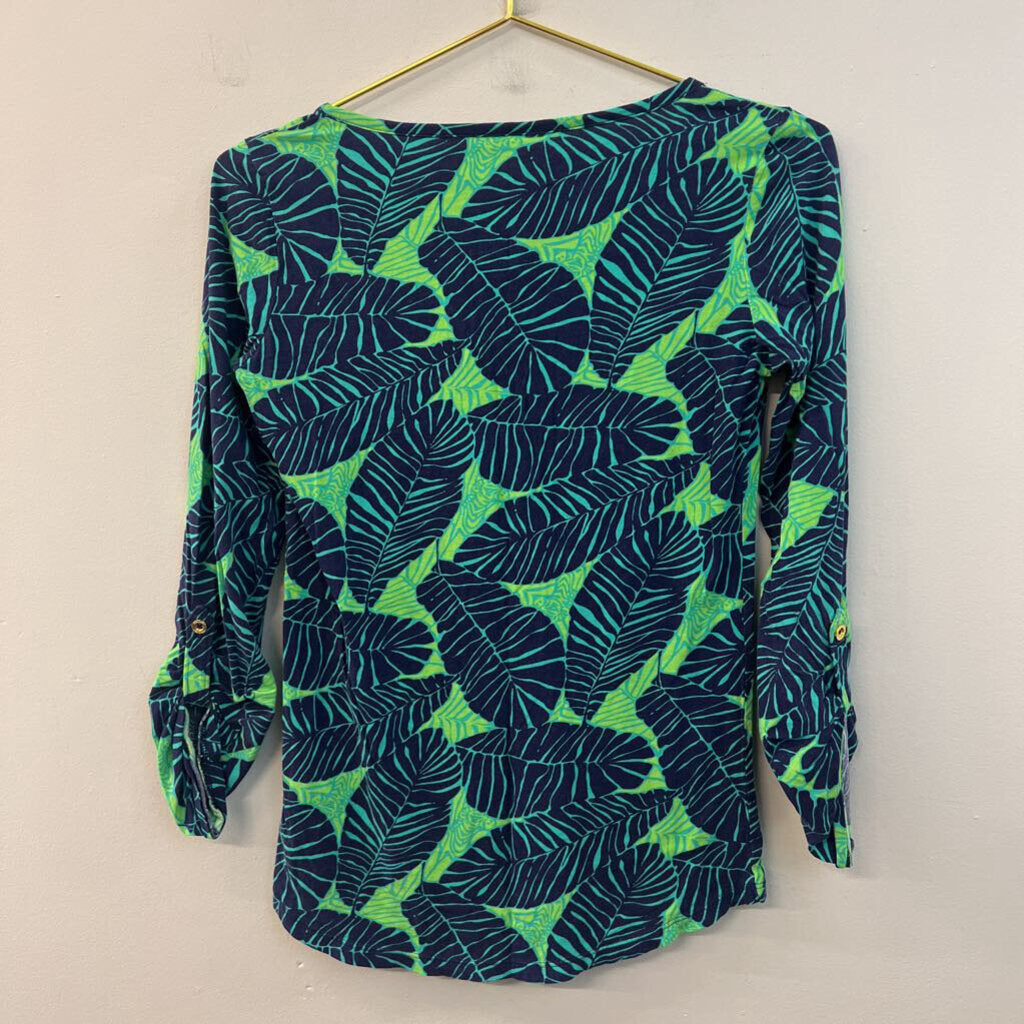 Lilly Pulitzer Blue/ Green Print Long Sleeve Top Extra Small