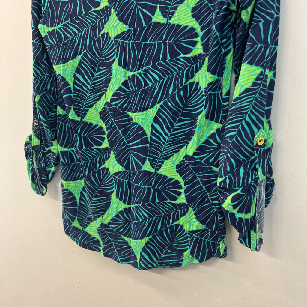 Lilly Pulitzer Blue/ Green Print Long Sleeve Top Extra Small