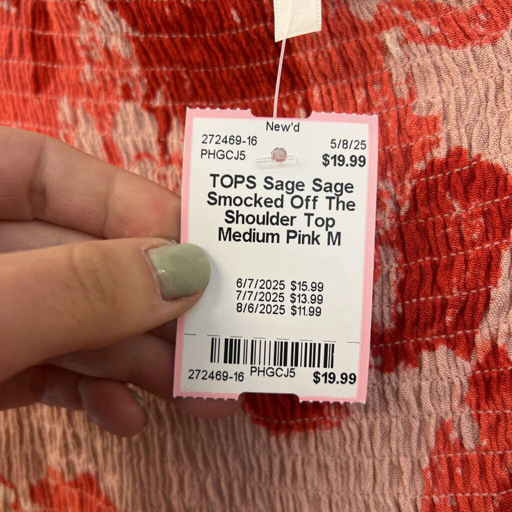 Sage Smocked Off The Shoulder Top Medium
