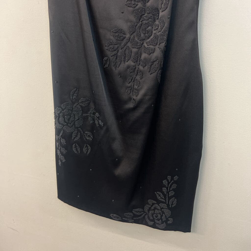 CDC Black Satin Sparkle Flower Dress 8