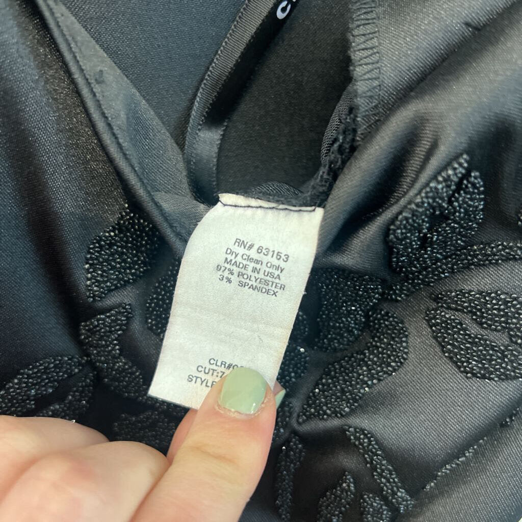 CDC Black Satin Sparkle Flower Dress 8