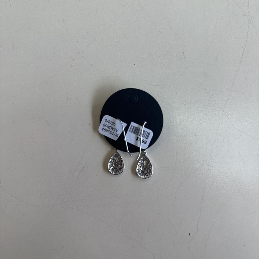 Dainty Silver Swirl Drop Earrings