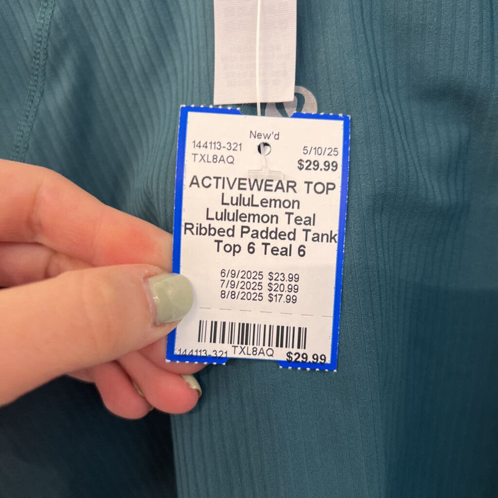 Lululemon Teal Ribbed Padded Tank Top 6