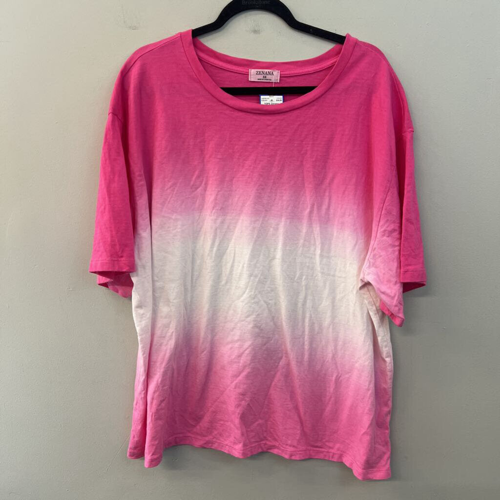 Zenana Pink/ White Short Sleeve Top 3X