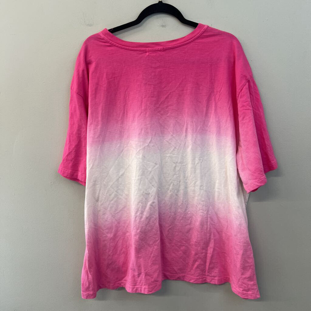 Zenana Pink/ White Short Sleeve Top 3X