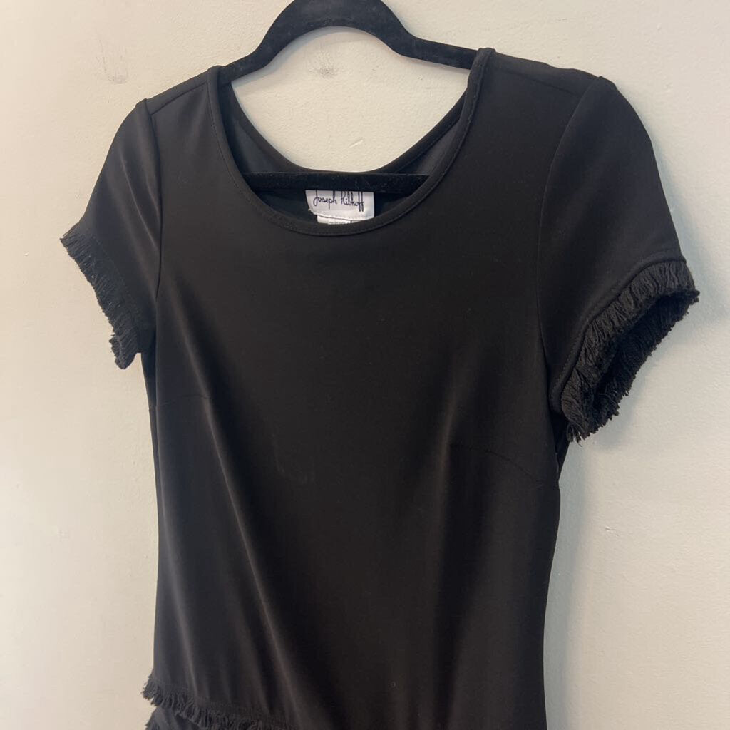 Joseph Ribkoff Black Short Sleeve Fringe Detail Dress 6