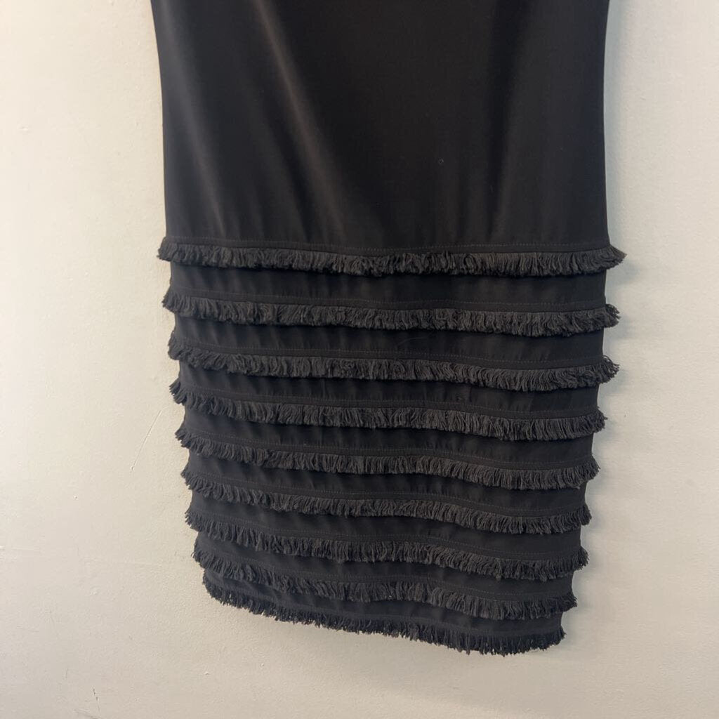 Joseph Ribkoff Black Short Sleeve Fringe Detail Dress 6