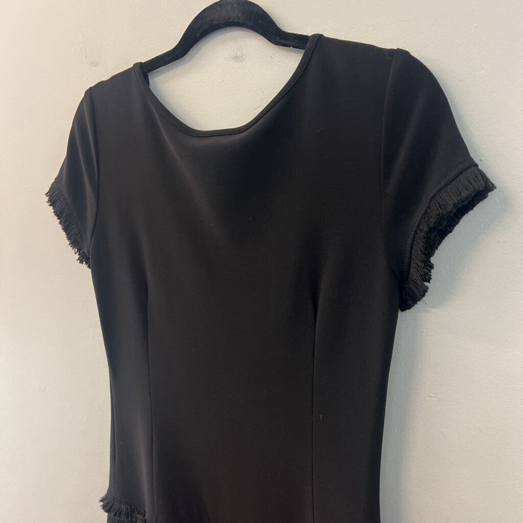 Joseph Ribkoff Black Short Sleeve Fringe Detail Dress 6
