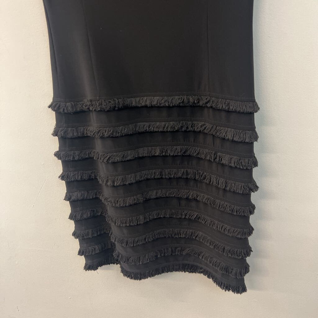 Joseph Ribkoff Black Short Sleeve Fringe Detail Dress 6