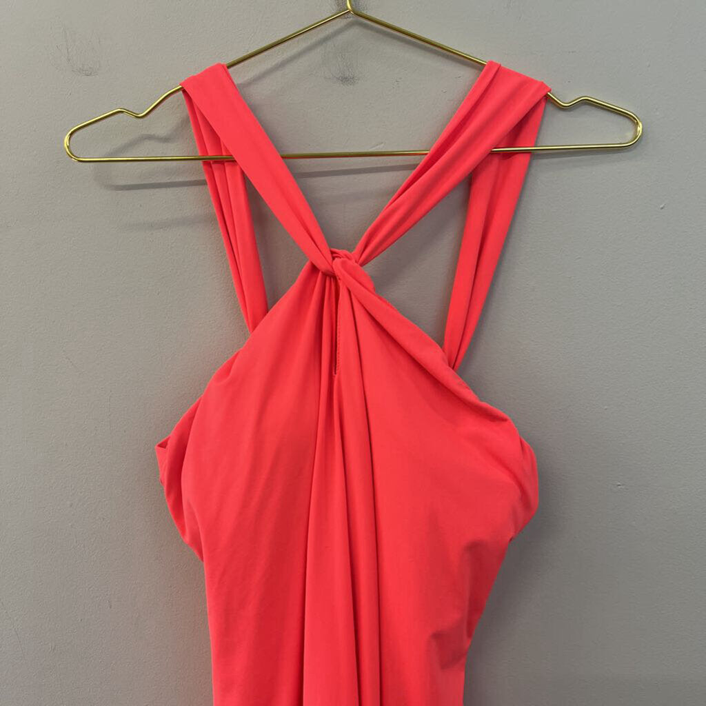 Athleta Neon Coral Halter Neck Athletic Dress Medium