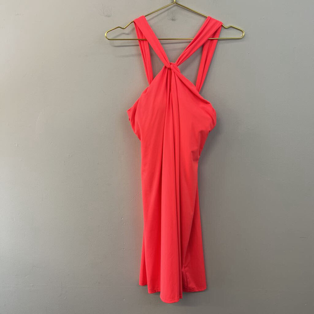 Athleta Neon Coral Halter Neck Athletic Dress Medium