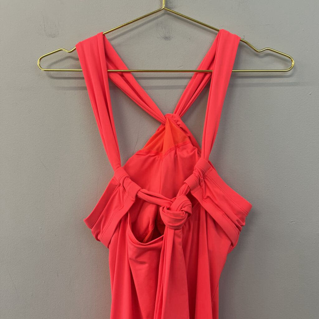 Athleta Neon Coral Halter Neck Athletic Dress Medium