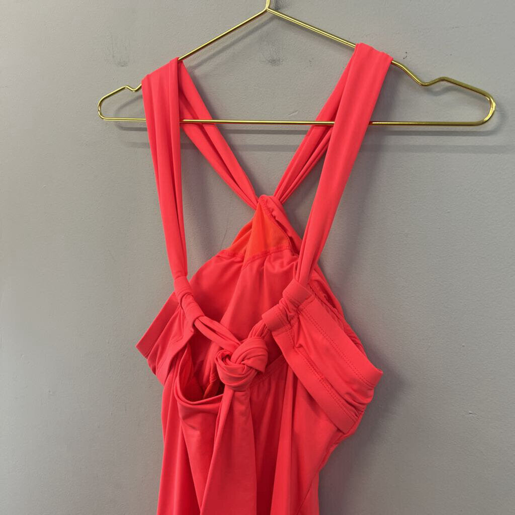 Athleta Neon Coral Halter Neck Athletic Dress Medium