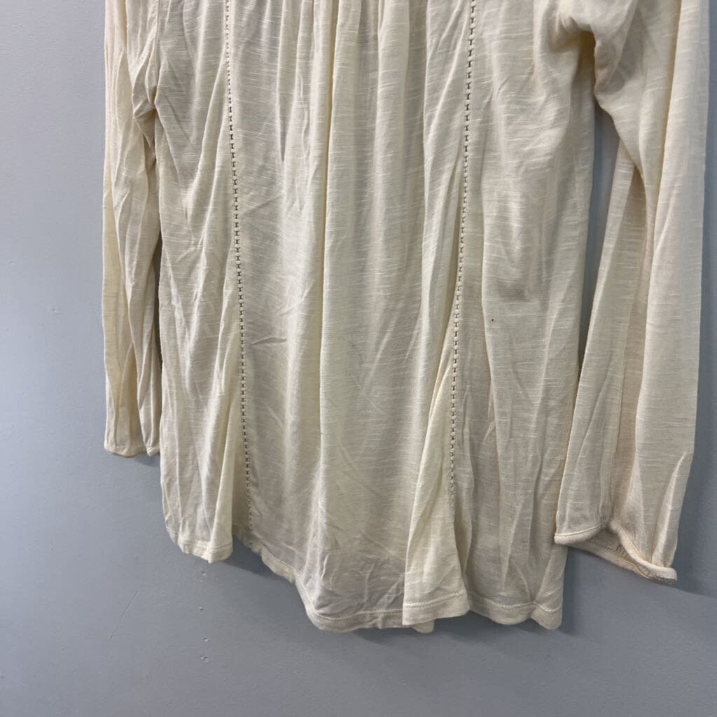 Meadow Rue Cream/ Gold Velvet Flower Print Long Sleeve Top Small