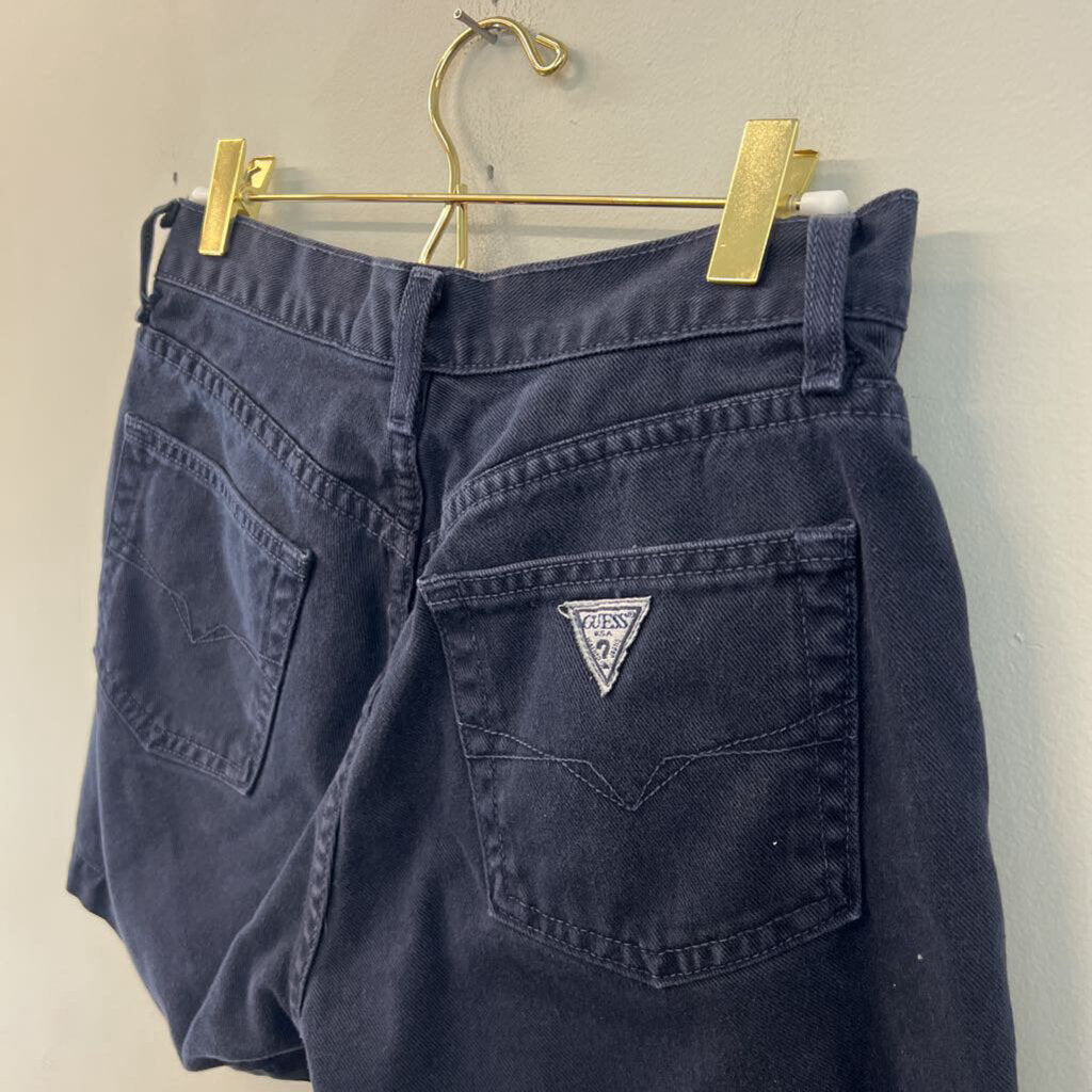Guess Navy Denim High Waisted Shorts 27