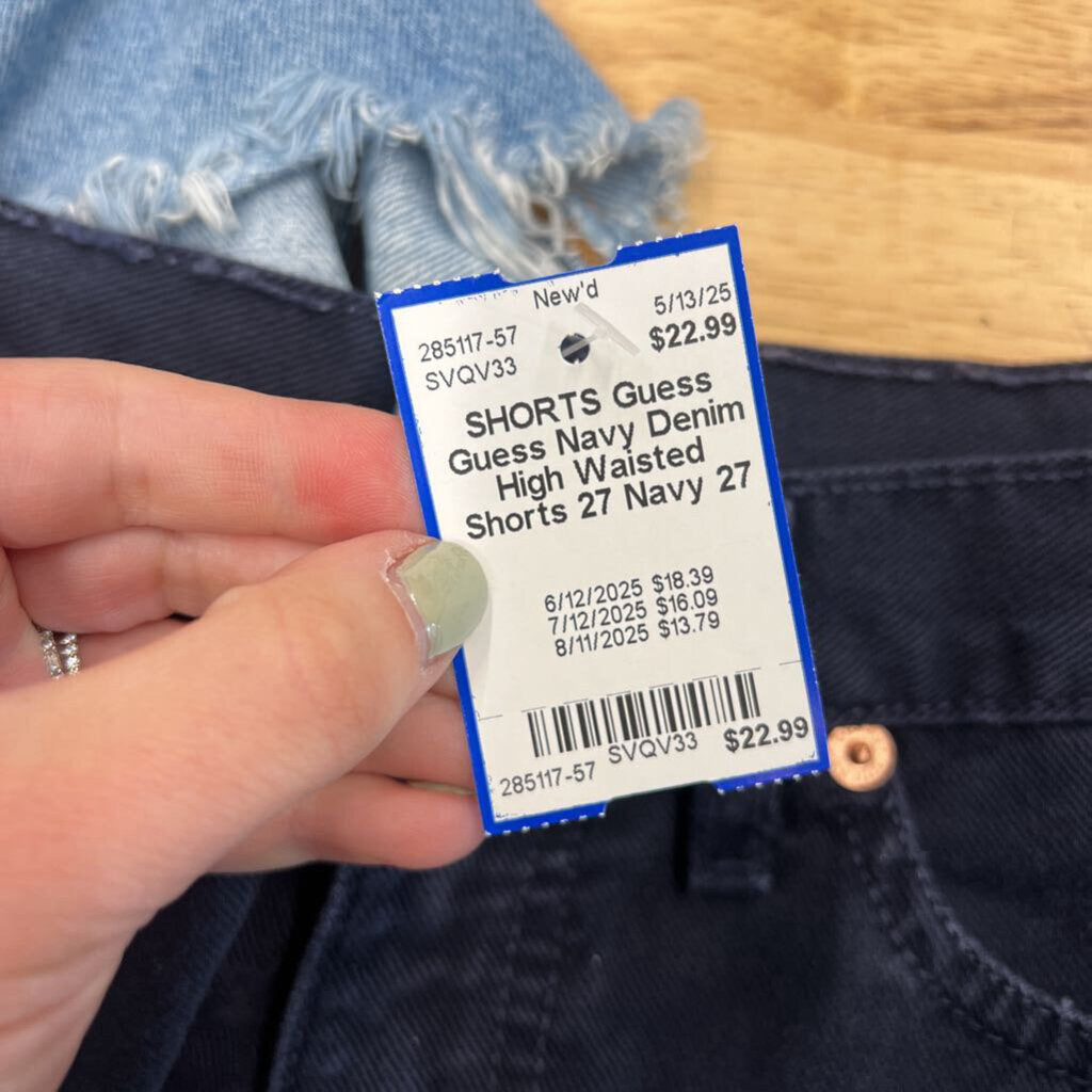 Guess Navy Denim High Waisted Shorts 27