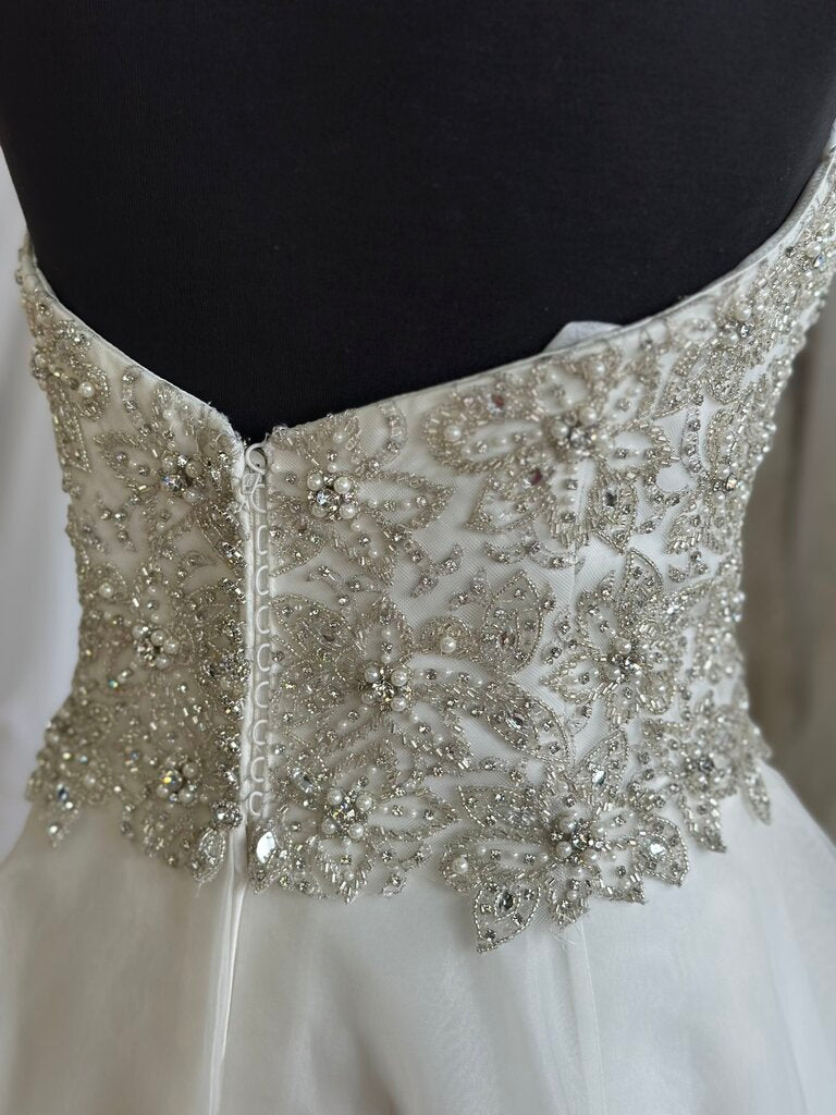 Justin Alexander Ivory Embellished Top A Line Bridal Gown 16