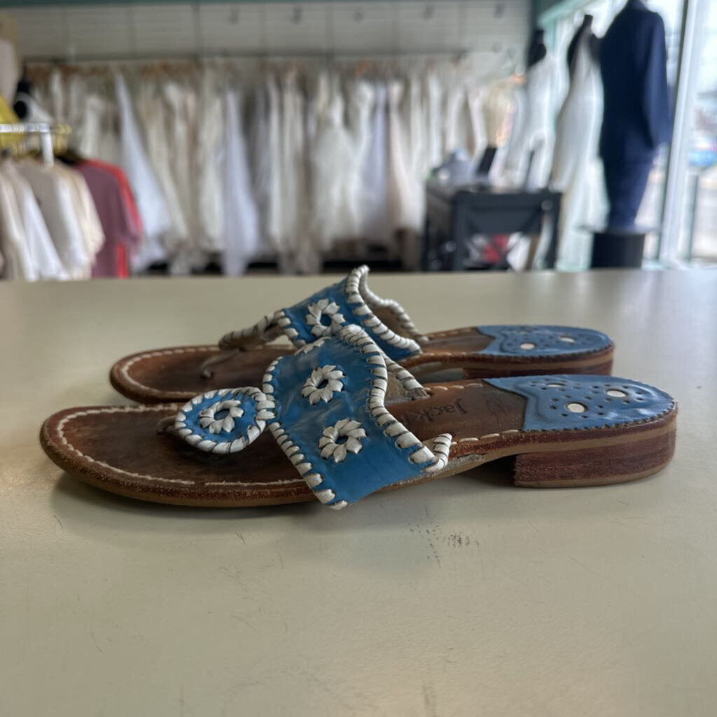 Jack Rogers Blue/ White Leather Sandals 8