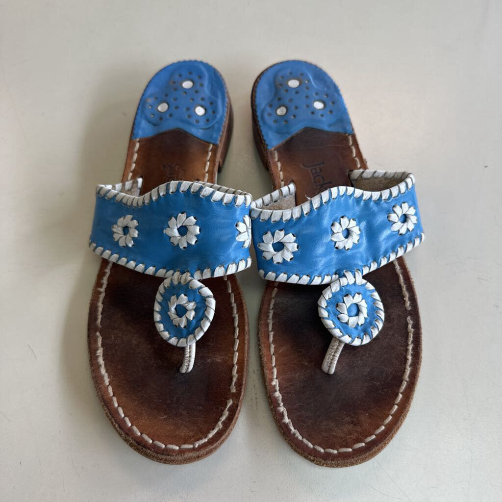 Jack Rogers Blue/ White Leather Sandals 8