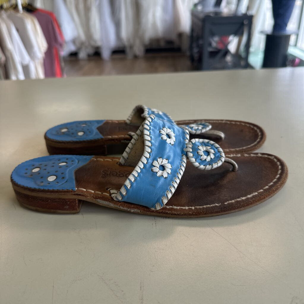 Jack Rogers Blue/ White Leather Sandals 8