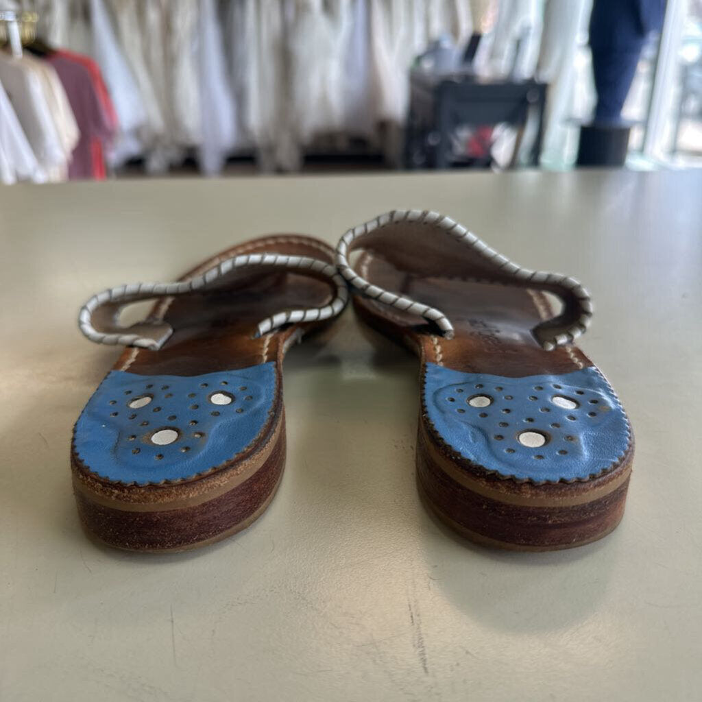 Jack Rogers Blue/ White Leather Sandals 8