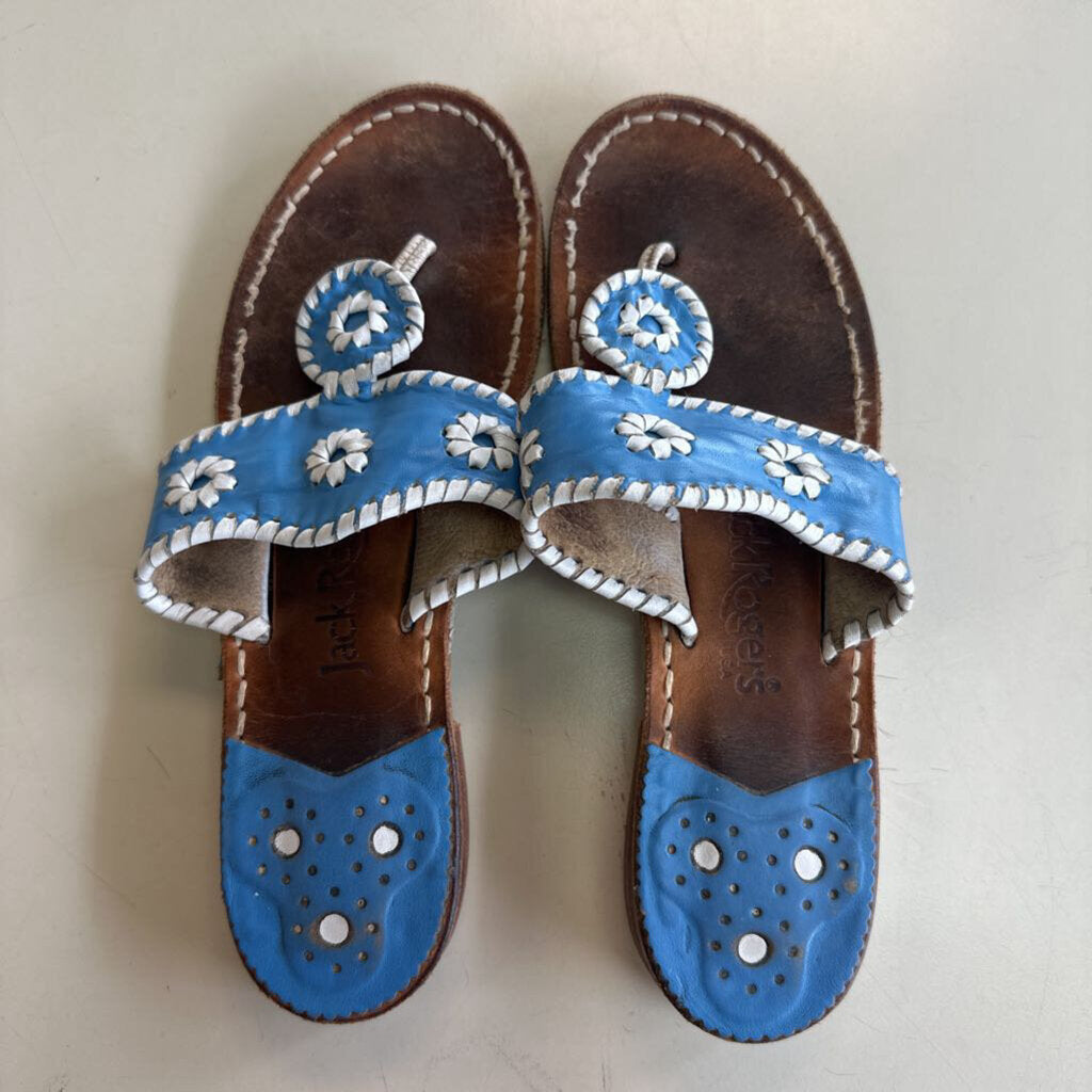 Jack Rogers Blue/ White Leather Sandals 8