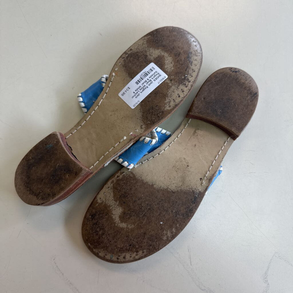 Jack Rogers Blue/ White Leather Sandals 8
