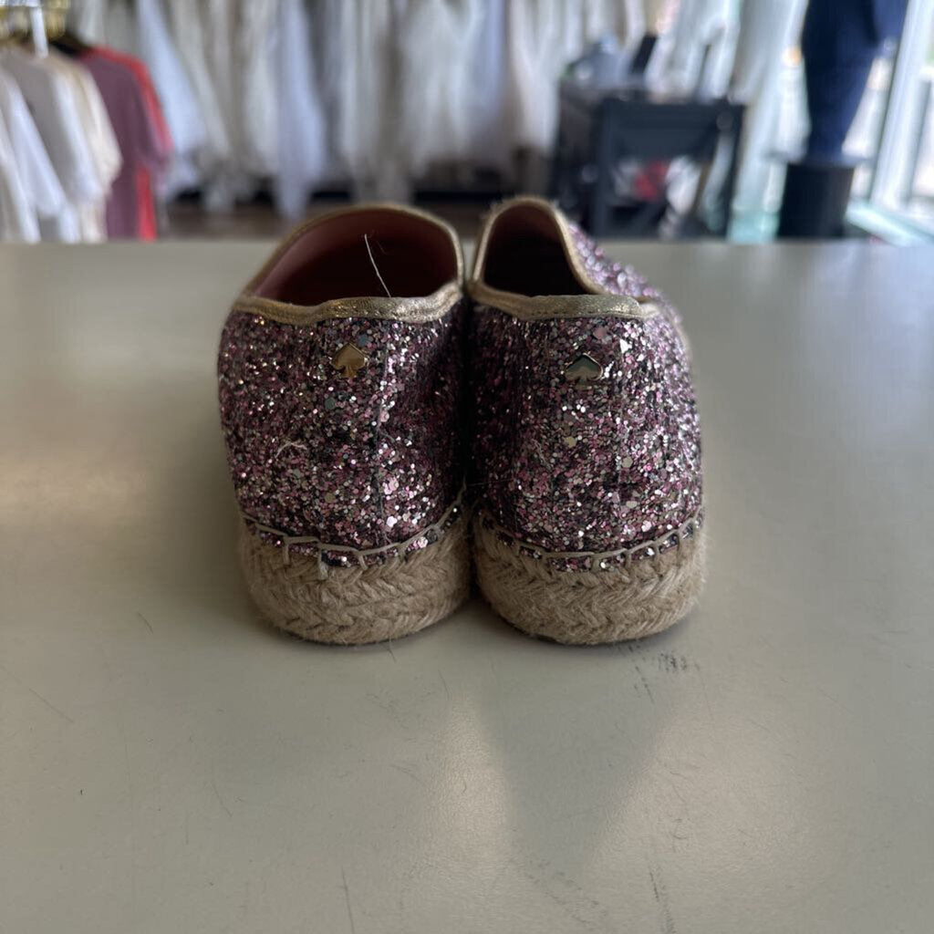 Kate Spade Pink Glitter Platform Espadrilles Shoes 8