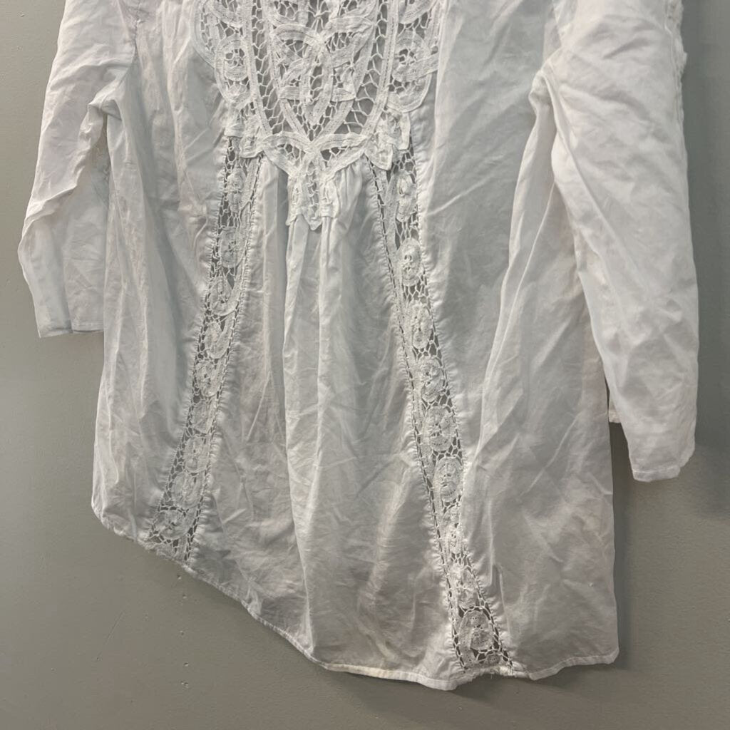 Victoria's Secret White Long Sleeve Lace Detail Top Small