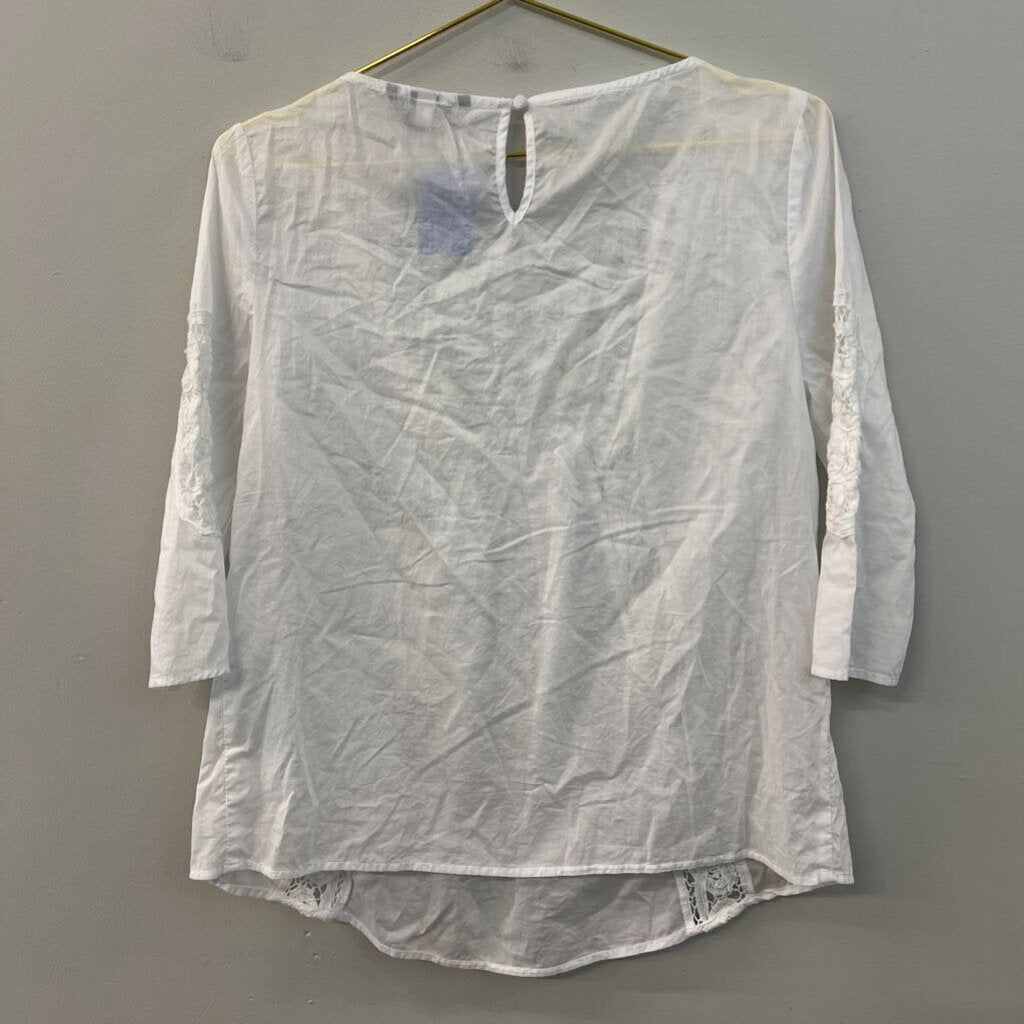 Victoria's Secret White Long Sleeve Lace Detail Top Small