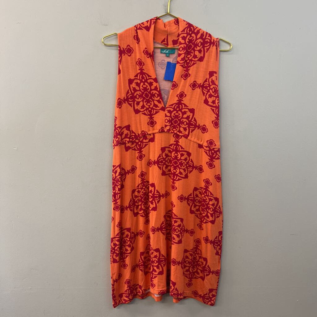 vfish Orange/ Red Print Sleeveless Dress Extra Small